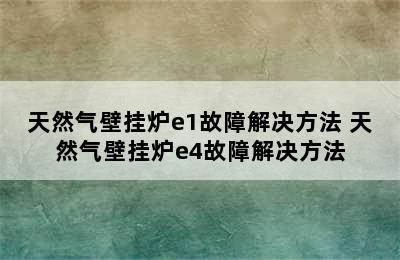 天然气壁挂炉e1故障解决方法 天然气壁挂炉e4故障解决方法